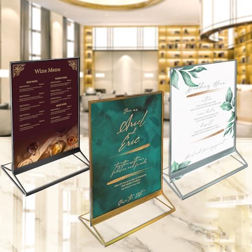Azar Displays 152792-BLK-5PK Black Trim Double-Sided Clear Acrylic Frames – Elegant Display Frames for Weddings, Events, and Photos | Premium 4X6 Tabletop Sign Holders (5-Pack)