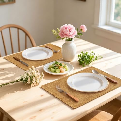 Homaxy Cloths Placemats for Dining Table Set of 4, 13" x 19", Amber