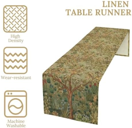 William Morris Tree of Life Table Runner Vintage Flowers Table Runner for Dining Table Decor 13 x 36 Inch
