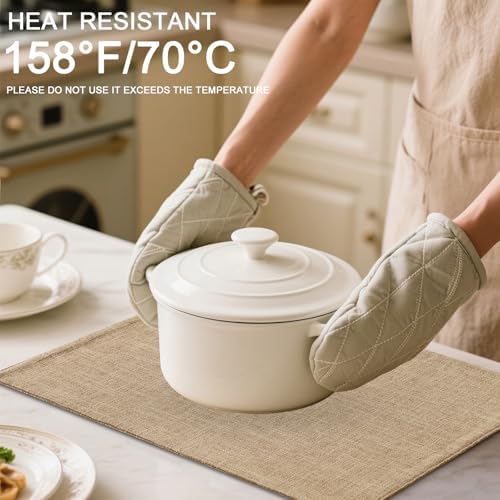 Homaxy Cloths Placemats for Dining Table Set of 4, 13" x 19", Flaxen