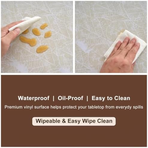 LIBERECOO Heavy Duty Vinyl Tablecloth with Flannel Backing Waterproof Oil-Proof Plastic Table Cloth Stain-Resistant Wipeable Rectangle or Square Table Cover for Indoor and Outdoor 54 x 54 Inch