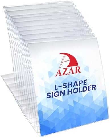 Azar Displays 112724 5" W x 6" H Vertical L-Shaped Sign Holder-10pk