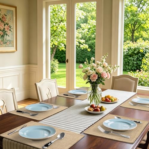 Homaxy Cloths Placemats for Dining Table Set of 6, 13" x 19", Flaxen