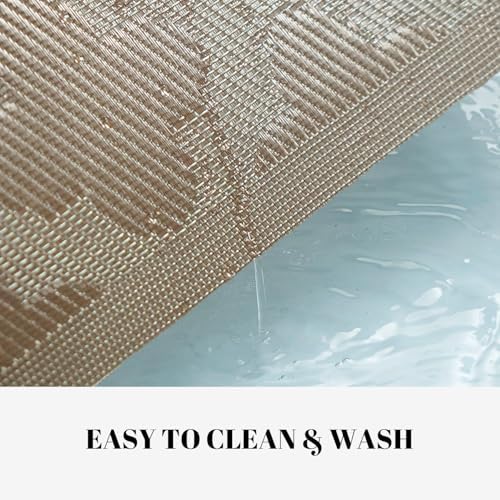 Placemats Set of 6 Vinyl/Plastic Woven Place Mats for Kitchen Table Indoor/Outdoor Washable Placemat Wipeable Dining Table Mats (Dark Brown Clover,6)