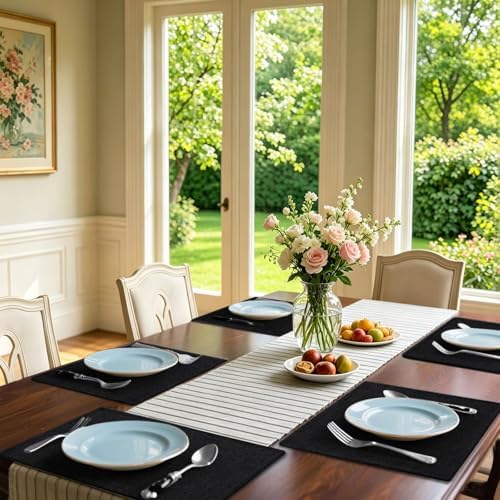 Homaxy Cloths Placemats for Dining Table Set of 4, 13" x 19", Black