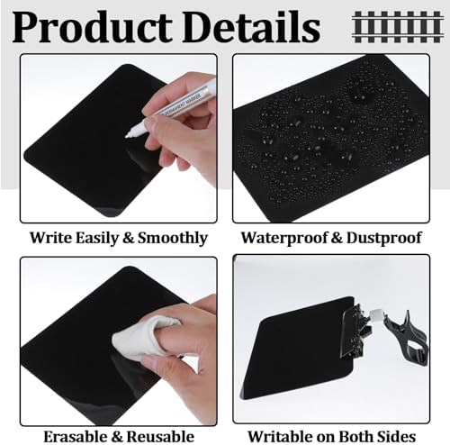 20Pack Mini Chalkboard Signs with Rotatable Clip, Erasable Double Sided Blackboard Clips Plastic Merchandise Sign Display Clip Holder for Food, Store Signs Displays (Black)