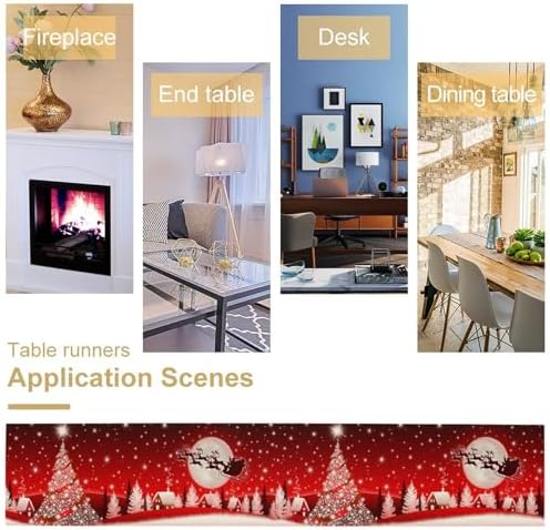 Merry Christmas Table Runner Red Snowflakes ,Xmas Ball Ornaments Snow Red Table Runners for Dinning Table,Snowflake Sparkle Kitchen Decor,Holiday Dinner Decoration-13x60 Inch