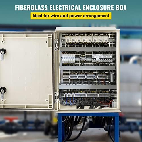VEVOR Electrical Enclosure Box, 15.7'' ×11.8'' ×7.9'', Fiberglass Junction Box, IP66 Waterproof & Dustproof, Outdoor Electrical Box, with Mounting Plate
