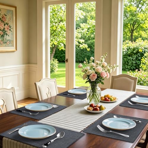 Homaxy Cloths Placemats for Dining Table Set of 6, 13" x 19", Dark Grey
