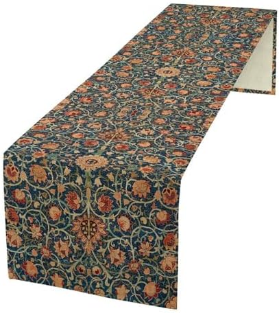 William Morris Floral Table Runner Vintage Flowers Strawberry Thief Table Runner for Dining Table Decor 13 x 60 Inch