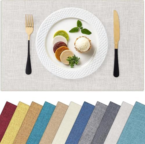 Homaxy Cloths Placemats for Dining Table Set of 6, 13" x 19", Beige