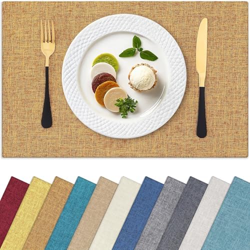 Homaxy Cloths Placemats for Dining Table Set of 4, 13" x 19", Amber